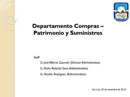 Departamento Compras – Patrimonio y Suministros