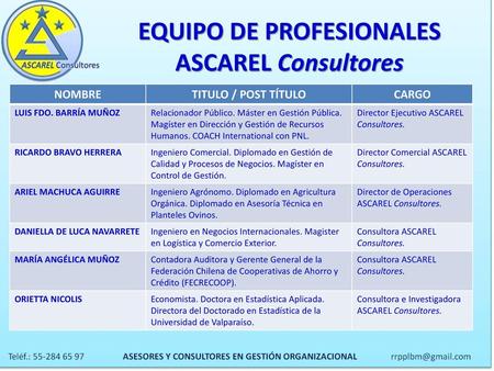 EQUIPO DE PROFESIONALES ASCAREL Consultores