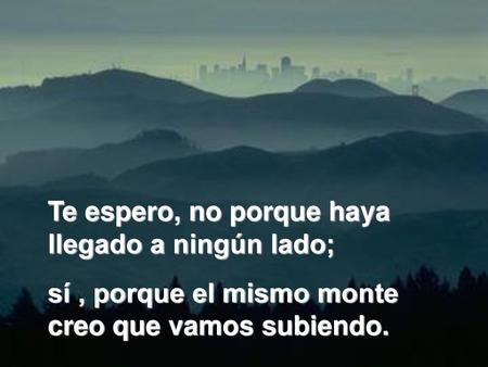 Te espero, no porque haya llegado a ningún lado;