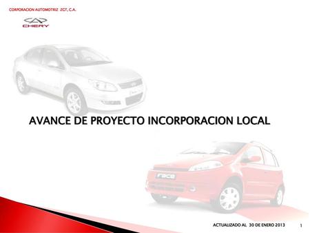 AVANCE DE PROYECTO INCORPORACION LOCAL