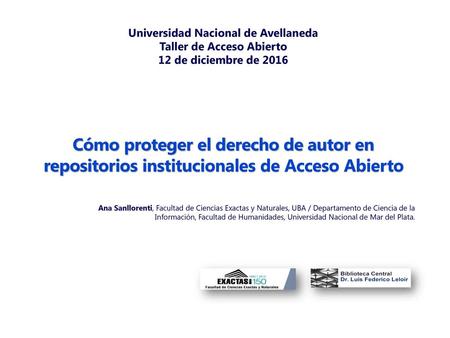 Universidad Nacional de Avellaneda Taller de Acceso Abierto