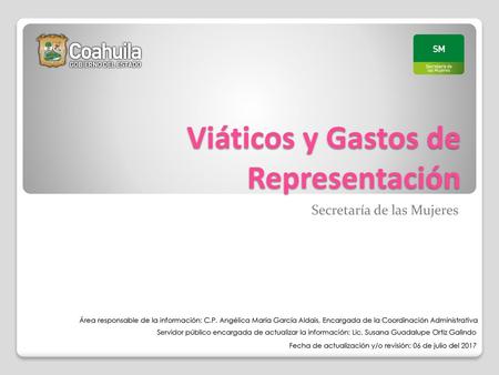 Viáticos y Gastos de Representación