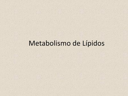 Metabolismo de Lípidos