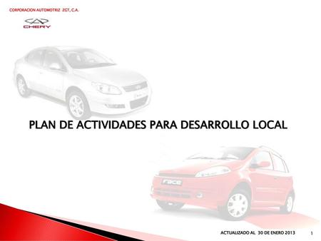 PLAN DE ACTIVIDADES PARA DESARROLLO LOCAL