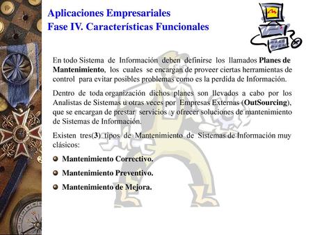 Aplicaciones Empresariales Fase IV. Características Funcionales