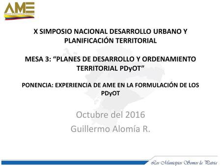 Octubre del 2016 Guillermo Alomía R.
