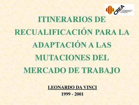 ITINERARIOS DE RECUALIFICACIÓN PARA LA ADAPTACIÓN A LAS MUTACIONES DEL MERCADO DE TRABAJO LEONARDO DA VINCI 1999 - 2001.