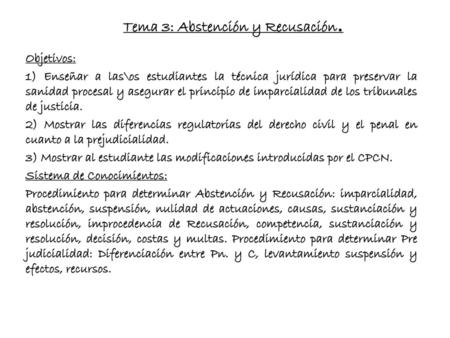 Tema 3: Abstención y Recusación.