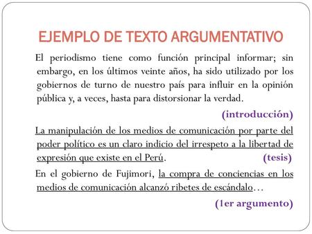 EJEMPLO DE TEXTO ARGUMENTATIVO