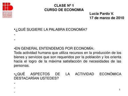 ¿QUÉ SUGIERE LA PALABRA ECONOMÍA? -