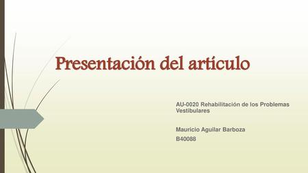 Presentación del artículo