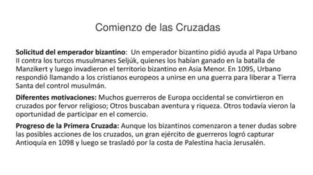 Comienzo de las Cruzadas