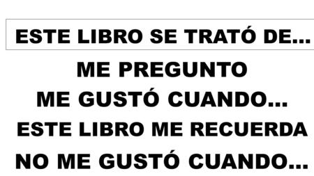 ESTE LIBRO SE TRATÓ DE… ME PREGUNTO ME GUSTÓ CUANDO… ESTE LIBRO ME RECUERDA NO ME GUSTÓ CUANDO…