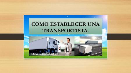 COMO ESTABLECER UNA TRANSPORTISTA.. ¿Qué es un transportista? Un transportista es una persona que se dedica profesionalmente a transportar mercaderías.