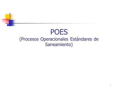POES (Procesos Operacionales Estándares de Saneamiento) 1.