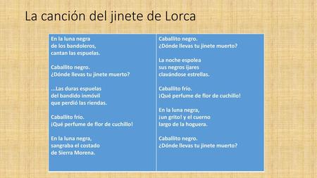 La canción del jinete de Lorca