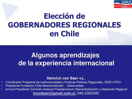 GOBERNADORES REGIONALES de la experiencia internacional