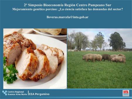 2° Simposio Bioeconomía Región Centro Pampeano Sur Mejoramiento genético porcino: ¿La ciencia satisface las demandas del sector? lloveras.marcela@inta.gob.ar.