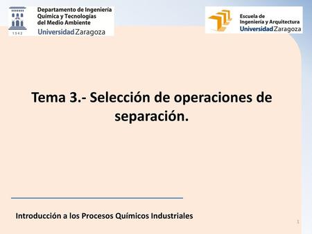 Tema 3.- Selección de operaciones de separación.