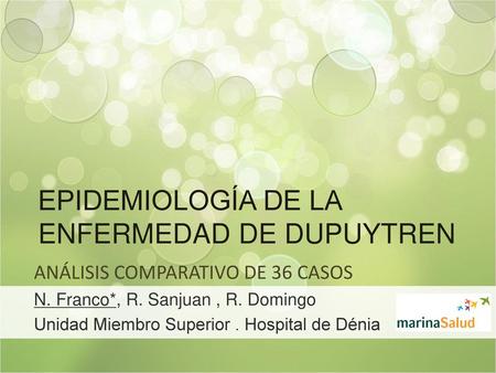 EPIDEMIOLOGÍA DE LA ENFERMEDAD DE DUPUYTREN