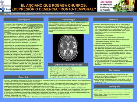 EL ANCIANO QUE ROBABA CHURROS: ¿DEPRESIÓN O DEMENCIA FRONTO-TEMPORAL?