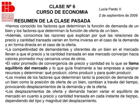 RESUMEN DE LA CLASE PASADA