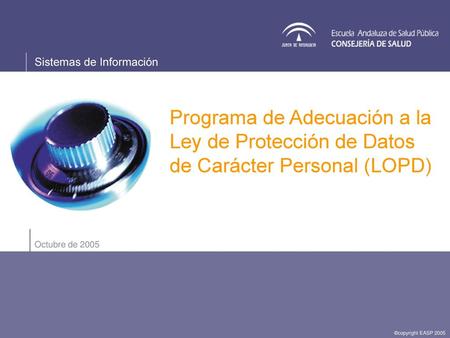 Programa de Adecuación a la Ley de Protección de Datos de Carácter Personal (LOPD) Octubre de 2005.