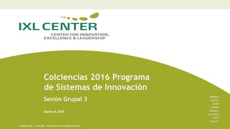 Colciencias 2016 Programa de Sistemas de Innovación