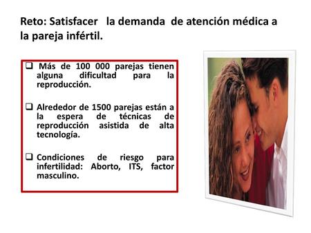 Reto: Satisfacer la demanda de atención médica a la pareja infértil.