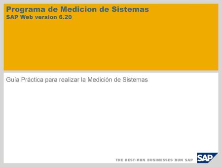 Programa de Medicion de Sistemas SAP Web version 6.20