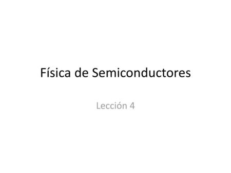 Física de Semiconductores