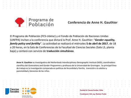 Conferencia de Anne H. Gauthier