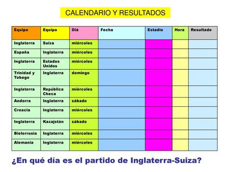 CALENDARIO Y RESULTADOS