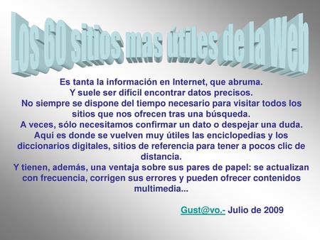 Los 60 sitios mas útiles de la Web