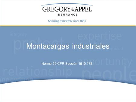 Norma 29 CFR Sección Montacargas industriales.