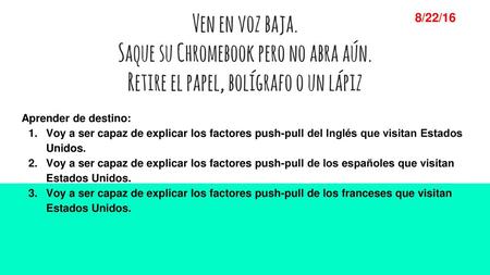 Saque su Chromebook pero no abra aún.