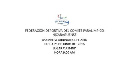 FEDERACION DEPORTIVA DEL COMITÉ PARALIMPICO NICARAGUENSE