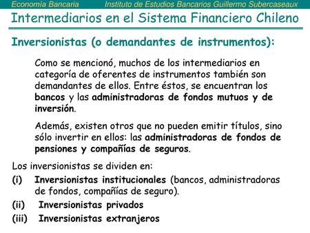 Intermediarios en el Sistema Financiero Chileno