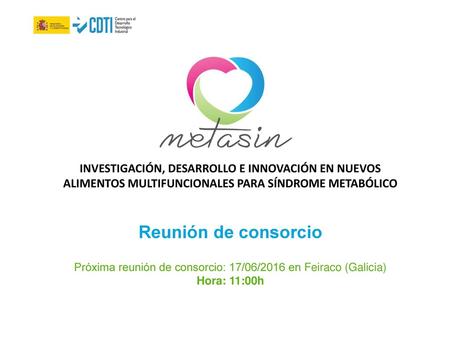 Próxima reunión de consorcio: 17/06/2016 en Feiraco (Galicia)
