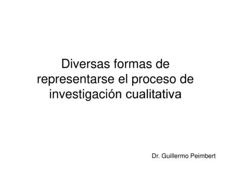 Diversas formas de representarse el proceso de investigación cualitativa Dr. Guillermo Peimbert.