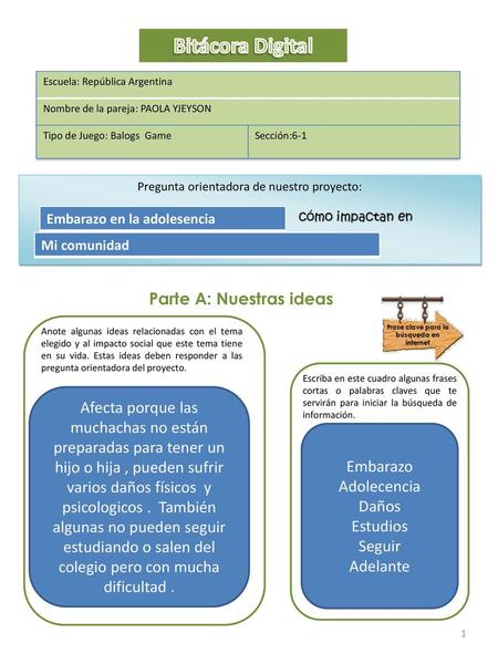 Bitácora Digital Parte A: Nuestras ideas