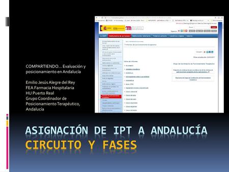 Asignación de IPT a Andalucía circuito y fases