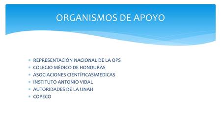 ORGANISMOS DE APOYO REPRESENTACIÓN NACIONAL DE LA OPS