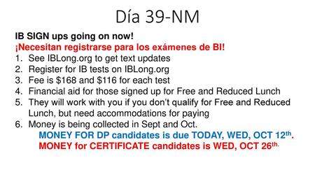 Día 39-NM IB SIGN ups going on now!