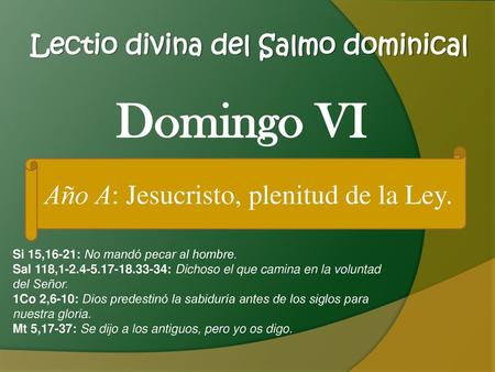 Lectio divina del Salmo dominical