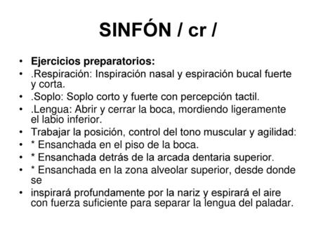 SINFÓN / cr / Ejercicios preparatorios: