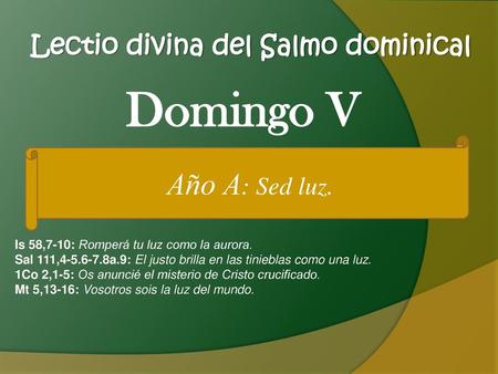 Lectio divina del Salmo dominical