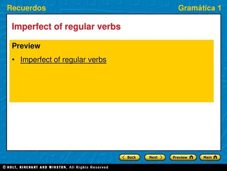 Imperfect of regular verbs