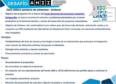 DESAFÍO: Cero relleno sanitario de alimentos - Unilever Ventajas: