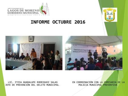INFORME OCTUBRE 2016 LIC. ITZIA GUADALUPE RODRIGUEZ SALAS